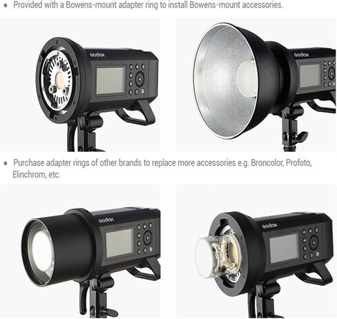 Godox AD400 Pro AD400Pro 400ws GN72 TTL ضوء أحادي يعمل بالبطارية، 1/8000 HSS ضوء فلاش خارجي، نظام Godox 2.4G مدمج، 390 قوة كاملة، 0.01-1 ثانية وقت إعادة التدوير مع مجموعة Godox BD-08 in Saudi Arabia