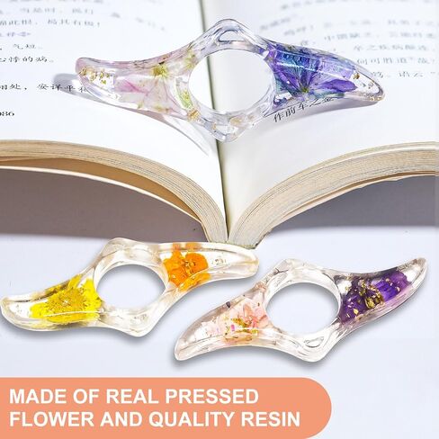 2Pcs Book Page Holder, Dried Flower Resin Transparent Thumb Bookmark for Readers, Book Lovers, Bookworm, Reading Accessories in Saudi Arabia