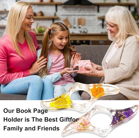 2Pcs Book Page Holder, Dried Flower Resin Transparent Thumb Bookmark for Readers, Book Lovers, Bookworm, Reading Accessories in Saudi Arabia