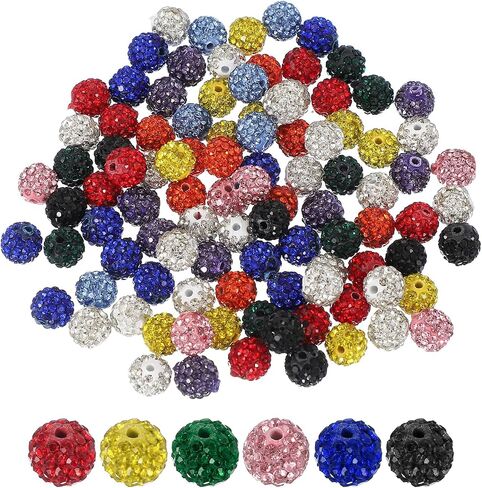 PATIKIL 100 PCS خرز راينستون لصنع المجوهرات ، حبات كرة ديسكو رديئة 10 ملم تتألق حبات طين كريستال مع ثقب لقرعة سوار DIY ، رمادي داكن. in Saudi Arabia