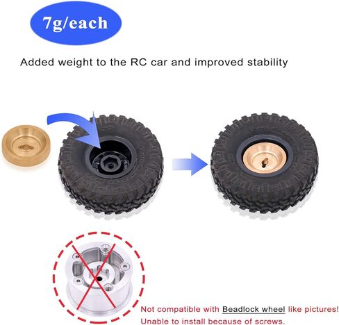 Brass Wheel Weights Hex Adapter 4Pcs for Axial SCX24 C10 AXI00001 AXI90081 in Kuwait