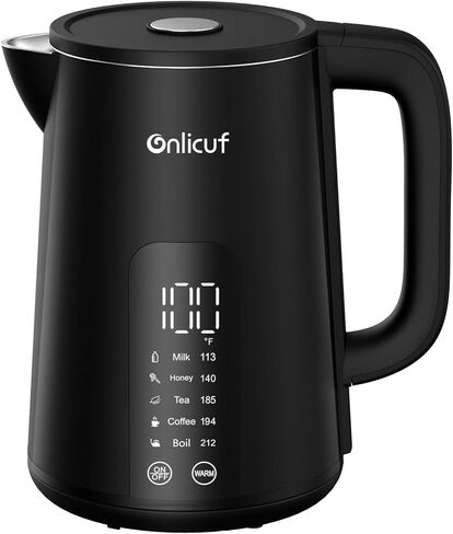 Cool Touch Electric Water Kettle,1.7L Electric Tea Kettle with Temperature Control, Stainless Steel Water Boiler Heater, Digital Screen Teapot, Cordless, BPA-Free, Black in Saudi Arabia