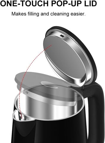 Cool Touch Electric Water Kettle,1.7L Electric Tea Kettle with Temperature Control, Stainless Steel Water Boiler Heater, Digital Screen Teapot, Cordless, BPA-Free, Black in Saudi Arabia