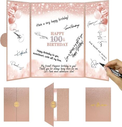 Trgowaul 30th Birthday Decorations for Women Guest Book Alternative Pink Rose Gold Happy 30th Birthday Signature Book, 30 Years Old Bday Signature Board 30th Birthday Party favor 30 Birthday Card Sign in Saudi Arabia