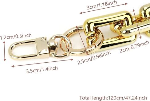 Savagrow 47.24"/120cm DIY Acrylic Resin Replacement Chain Purse Shoulder Strap with Buckle, Beige Rectangle Chain Link in Kuwait