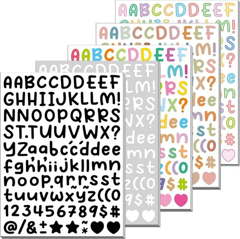 30 ورقة كرتون 1/2 بوصة ملصقات رسائل صغيرة ، 3360pcs 0.5 "ملصقات أبجدية ، ملصقات رقم رسائل فينيل لطيف لفنون DIY اسم Sign Poster Poster Deco - White in Kuwait