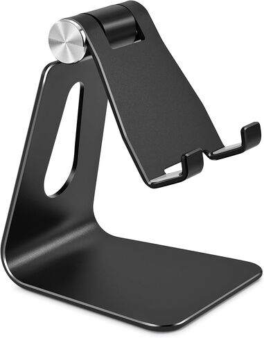 Aluminum Alloy Cell Phone Stand,Adjustable Tabletop Metal Phone Holder,Desktop Phone Dock Holder,Smartphone Cradle,Black in Kuwait