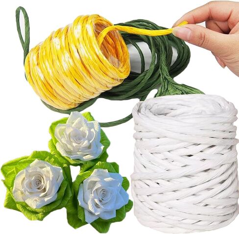 15 Yard Raffia Paper Ribbon ، 4mm paper string ملون ملون الورق الحبل الحبل الشريط للاصطاعف لصنع سلة زهرة ، غلاف الهدايا ، ديكور الحفلات in Kuwait
