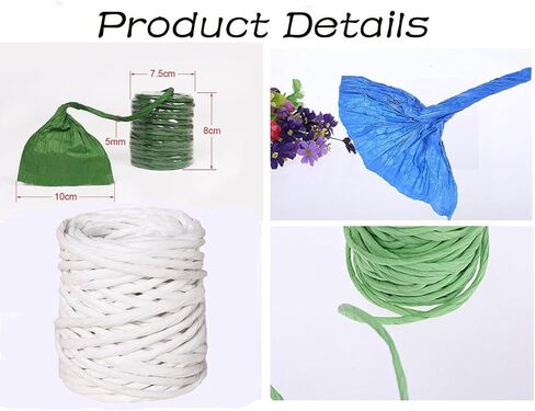 15 Yard Raffia Paper Ribbon ، 4mm paper string ملون ملون الورق الحبل الحبل الشريط للاصطاعف لصنع سلة زهرة ، غلاف الهدايا ، ديكور الحفلات in Kuwait