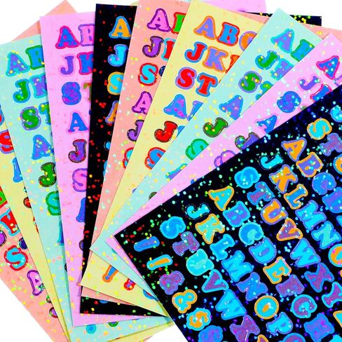 10 PCS Letter Stickers, Colorful Alphabet Stickers, Shiny Small Alphabet Stickers ABC Sticker, Cute Vinyl Letter Sticker, Self Adhesive Letter, Letter Stickers for Scrapbooking DIY Crafts in Saudi Arabia