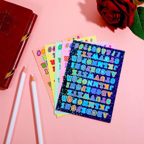 10 PCS Letter Stickers, Colorful Alphabet Stickers, Shiny Small Alphabet Stickers ABC Sticker, Cute Vinyl Letter Sticker, Self Adhesive Letter, Letter Stickers for Scrapbooking DIY Crafts in Saudi Arabia