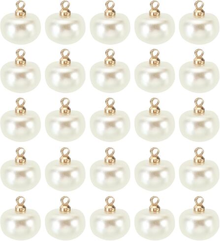 PATIKIL 10mm Pearl Buttons, 100pcs Chubby-Buttons Large Button Handmade Tightener White Faux Pearl with Shank for Crafts Sewing Clothes DIY Christmas Sweater Shirt, Golden Beige in Saudi Arabia