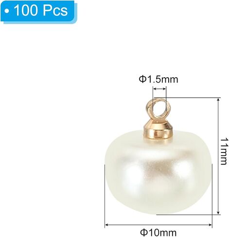 PATIKIL 10mm Pearl Buttons, 100pcs Chubby-Buttons Large Button Handmade Tightener White Faux Pearl with Shank for Crafts Sewing Clothes DIY Christmas Sweater Shirt, Golden Beige in Saudi Arabia