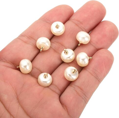 PATIKIL 10mm Pearl Buttons, 100pcs Chubby-Buttons Large Button Handmade Tightener White Faux Pearl with Shank for Crafts Sewing Clothes DIY Christmas Sweater Shirt, Golden Beige in Saudi Arabia