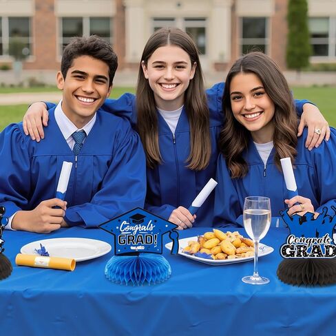 Graduation Table Decorations 2025, 9PCS Congratulate Graduation Honeycomb Centerpieces for Tables, Congrats Grad Table Centerpieces, Grad Party Decorations for High School College (Blue) in Kuwait