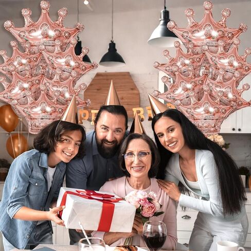 Gold Crown Balloons,14Pcs Rose Gold Foil Crown Balloons,27Inch and 12Inch Helium Polyester Film Balloon for Princess Prince Birthday Wedding Baby Shower Party Decorations in Kuwait