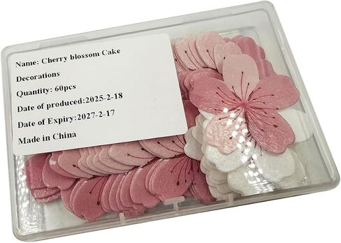 50 Pack Edible Cherry Blossom Cupcake Toppers Cherry Flowers Cake Toppers Rice Paper Wafer Paper Cake Picks for Cherry Blossom Bridal Shower Baby Shower Kids Birthday Cake Decorations in Saudi Arabia