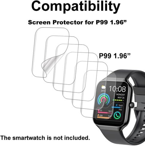 3D Screen protectors Compatible with 1.96" P99 Jugeman Smart Watch, 3 Piece, Full Coverage, Anti-shatter in Kuwait