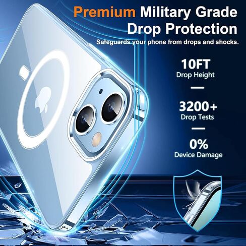 SPIDERCASE Designed for iPhone 13 Case, [Military-Grade Drop Tested][with 2 pcs Tempered Glass Screen Protector] [Compatible with Magsafe][Soft Silky Touch] Slim Protective iPhone 13 Case-Gary in Kuwait