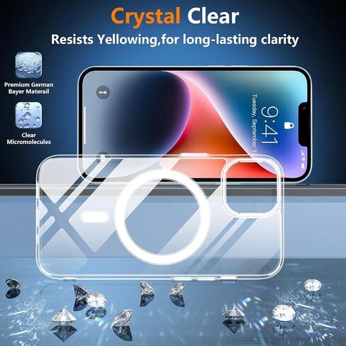 SPIDERCASE Designed for iPhone 13 Case, [Military-Grade Drop Tested][with 2 pcs Tempered Glass Screen Protector] [Compatible with Magsafe][Soft Silky Touch] Slim Protective iPhone 13 Case-Gary in Kuwait