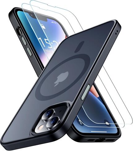SPIDERCASE Designed for iPhone 13 Case, [Military-Grade Drop Tested][with 2 pcs Tempered Glass Screen Protector] [Compatible with Magsafe][Soft Silky Touch] Slim Protective iPhone 13 Case-Gary in Kuwait