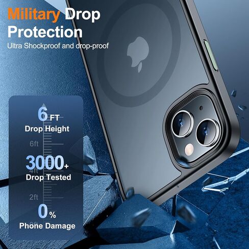 SPIDERCASE Designed for iPhone 13 Case, [Military-Grade Drop Tested][with 2 pcs Tempered Glass Screen Protector] [Compatible with Magsafe][Soft Silky Touch] Slim Protective iPhone 13 Case-Gary in Kuwait