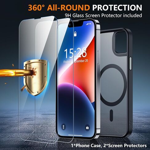 SPIDERCASE Designed for iPhone 13 Case, [Military-Grade Drop Tested][with 2 pcs Tempered Glass Screen Protector] [Compatible with Magsafe][Soft Silky Touch] Slim Protective iPhone 13 Case-Gary in Kuwait