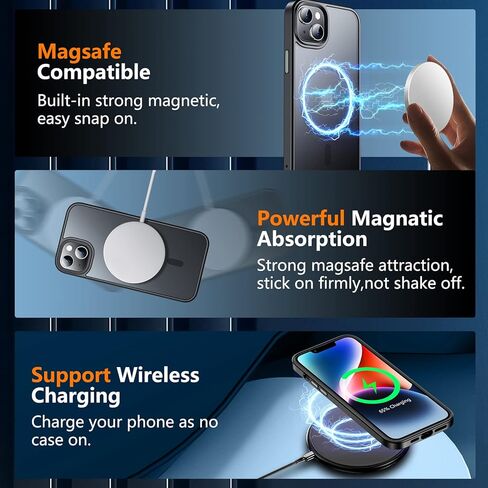 SPIDERCASE Designed for iPhone 13 Case, [Military-Grade Drop Tested][with 2 pcs Tempered Glass Screen Protector] [Compatible with Magsafe][Soft Silky Touch] Slim Protective iPhone 13 Case-Gary in Kuwait