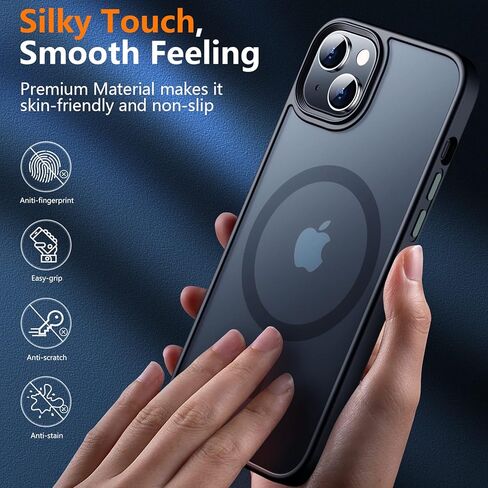 SPIDERCASE Designed for iPhone 13 Case, [Military-Grade Drop Tested][with 2 pcs Tempered Glass Screen Protector] [Compatible with Magsafe][Soft Silky Touch] Slim Protective iPhone 13 Case-Gary in Kuwait
