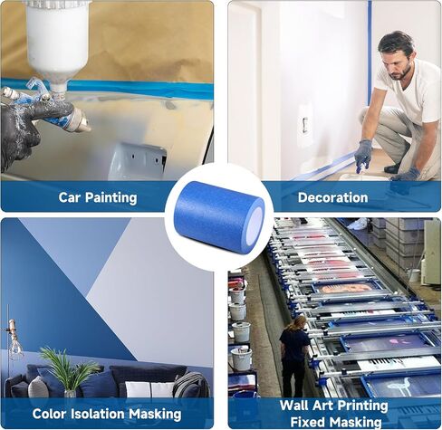 Wide Blue Painters Tape, 4 Inch x 55 Yards, Wide Masking Tape for 3D Printing, Laser Cutting, Painting, Crafting, Labeling, Packing, Office, School, Home Use, Removes Cleanly for 21 Days in Saudi Arabia