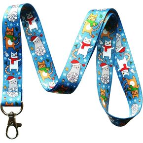Cat Themed Lanyard Key Chain Id Badge Holder (Cat & Books)