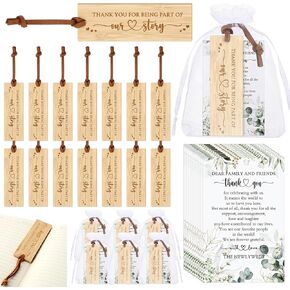 25 Sets Wedding Favors for Guests Bulk Include Bamboo Bookmark with Tassel Thank You Cards Organza Bag Wedding Party Souvenirs Return Gift Bridal Shower Favors for Reading Lover