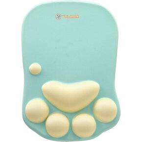 Cute Cat Paw Non Slip Mouse Pad with Wrist Support Soft Silicone Wrist Rests Ergonomic Comfort Computer Mouse Mat Desk Decor 11.55"*7.8"*0.99'' (Green)