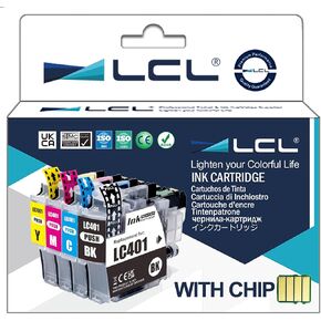 LCL استبدال خرطوشة الحبر المتوافقة مع Brother LC401 LC-401 LC-401BK LC4013PKS LC401BK LC401C LC401M LC401Y MFC-J10DW MFC-J1012DW MFC-J10DW