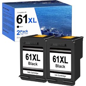 Remanufactured Ink Cartridges Replacement for HP 61XL Compatible with Envy 4500 4502 5530 5535 5534 Officejet 4630 4635 Deskjet 1000 1010 1510 Printer（2 Pack）, Black