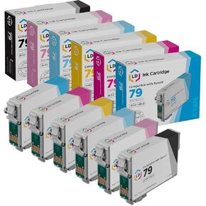 Products LD Products T079 بدائل معاد تصنيعها لـ Epson 79 حبر خراطيش لاستخدامها مع الحرفيين 1430 و Tylus Photo 1400 (1 أسود ، 1 سماوي ، أرجواني واحد ، أصفر واحد ، 1 سماوية خفيفة ، 1 أرجواني خفيف ، 6 مجموعات)