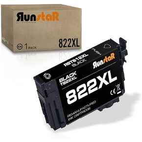 Run Star 1 Pack 822XL T822XL استبدال خرطوشة الحبر الأسود المعاد تصنيعها لـ EPSON 822XL T822XL استخدام لطائرة EPSON FORCE WF-3820 WF-4820 WF-4830 WF-4833 WF-4834 (1 أسود)