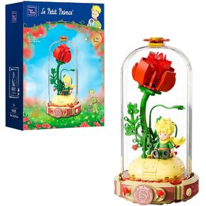 Le Petit Prince Rose Flower Building Bricks Set, The Little Prince Only Rose Creative Construction Kit, Rose Bouquet Flower Garden Gift for Adults and Kids