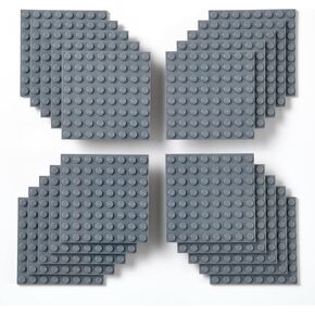 Strictly Briks Compatible with Lego Classic Building Brick Baseplates, Gray, 20 Pieces, 8x8 Studs, Creative Play Gift Set for Ages 3 and Up, 100% Compatible with All Major Brick Brands