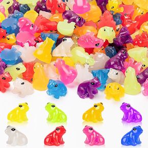56pcs تماثيل ميني راتنجات صغيرة ضفادع صغيرة يتوهج في The Dark و Miniature Resin Frog الحيوانات للحديقة المناظر الطبيعية المائية دمية DIY Crafts Hidden Game (8 ألوان)