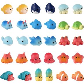 30pcs Mini Ocean Figurines, 15 Styles Resin Marine Animals Cute Sea Animal Figurines Mini Resin Animals Miniature Ocean Animals for Aquarium Dollhouse Garden Decor DIY Crafts