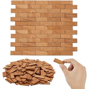 AHANDMAKER 200Pcs Wooden Dollhouse Flooring - Rustic Modern DIY, Brown, 1:12 Scale