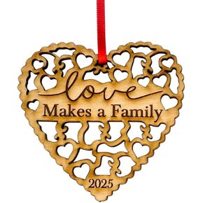 Adoption Gifts, Gotcha Day Gifts, Love Makes A Family Adoption Ornament in Laser Cut Wood 2024, Great Adoption Gifts for Family Or Our Blended Idea, Comes in a Gift Box