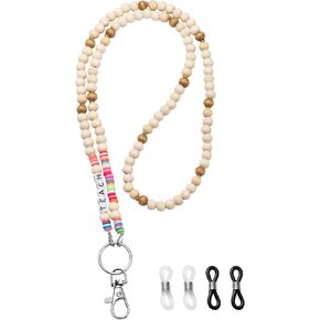 Beyumi 5pcs الحبل الخشبي للخرز لشارات الهوية المعلمين المعلمون الحبل مع هدايا هدايا العمل الإكسسوارات الهدية