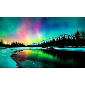 Huacan Aurora Diamond Painting Kits للبالغين AB Diamond Dots Full Drill Round Diamond Art Paint by Diamonds Landscape DIY 5D Gem Crafts 11.8x19.6inch / 30x50cm