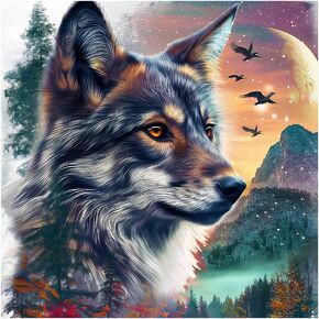 Sjutouci Diamond Art Painting Kits للبالغين ، و Wolf Diamond Art Kits للمبتدئين ، 5D DIY الحفر الكاملة الحفر الحرف للديكور المنزل هدية 11.8x11.8inch ، حيوان