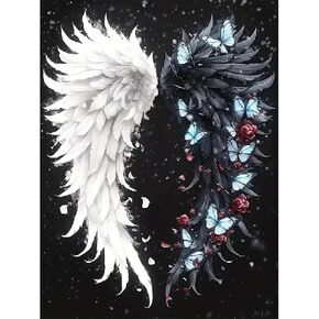 stglcr 5d Angel Wings أجنحة الماس الماس للبالغين ، وأجنحة الملاك الأجنحة الماس للبالغين ، DIY الكامل الحفر الماسي مجموعات الفن الأحجار الكريمة للبالغين المبتدئين ، وول ديكور المنزل 12 × 16INCH
