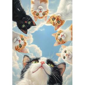 DPOZKU 5D Diamond Painting Kits for Adults Beginners, Surrounding Cats, Diamond Art Kit, Full Round Drill Diamond Dot Gem Art Kits DIY Crafts Gift, Home Wall Decor 12x16 inch