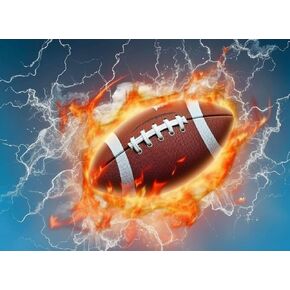 VAIIEYO Diamond Art Kits for Adults Kit Football, Diamond Painting Sports, Paint by Numbers Fire Ball Full Drill Round Rhinestone Craft Canvas for Home Wall Decor Gift 12x16 inch