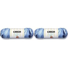 Caron Simply Soft Ombre Yarn (4) Medium Gauge 100% Acrylic - 5oz - Sat Blue Jeans - Machine Wash & Dry (Pack of 2)